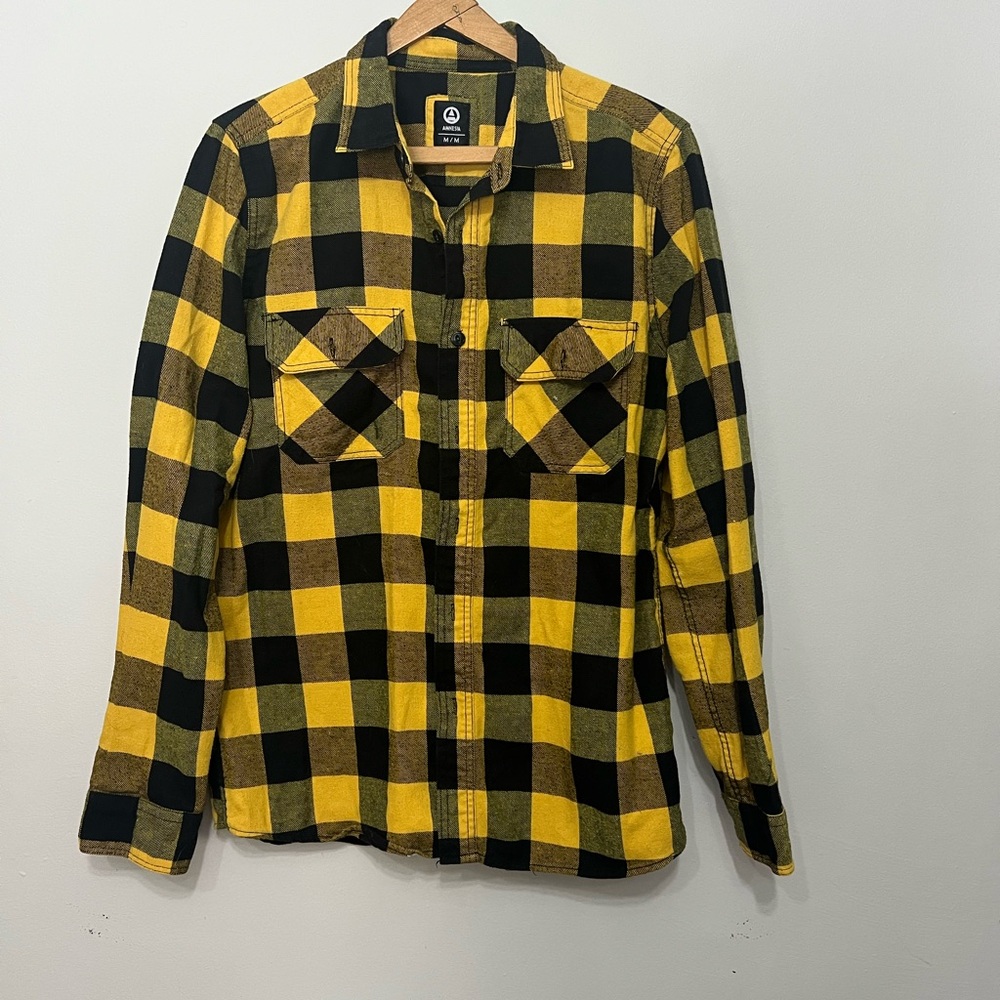 Men's Yellow & Black Buffalo Plaid Flannel Shirt